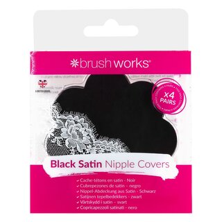 Brushworks - Black Satin Nipple Covers - 4 Pairs