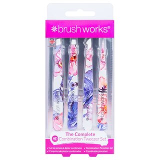 Brushworks - HD 4 Piece Combination Tweezer Set - Floral