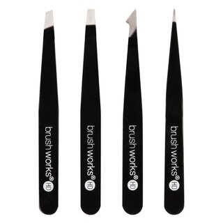 Brushworks - HD 4 Piece Combination Tweezer Set - Black