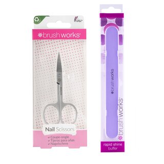 Brushworks - Quick Shine Buffer (Two Sides) & Nail Cissors Bundle